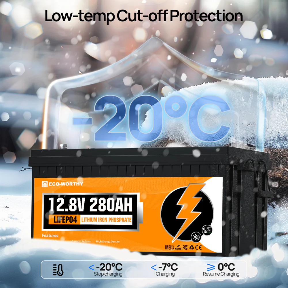 12V 280Ah LiFePO4 Lithium Battery with Bluetooth and Low-Temp Protection - Image 4