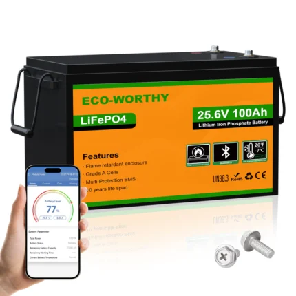 24V 100Ah ECO‑WORTHY Lithium Battery with safety