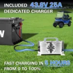 WEIZE 36V(38.4V) 105AH LiFePO4 Golf Cart Battery, 4032Wh Bluetooth Lithium Battery - Complete Kit - Image 6