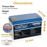WEIZE 12V 100Ah 1280Wh Lithium Battery, Group 31 Deep Cycle LiFePO4 Battery (4-PACK) - Image 4