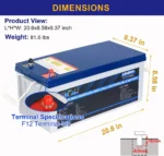 WEIZE 24V 200Ah 5120Wh LiFePO4 Lithium Battery - Image 3