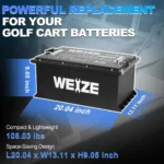 WEIZE 48V(51.2V) 105AH LiFePO4 Golf Cart Battery, 5376Wh Bluetooth Lithium Battery - Complete Kit - Image 5