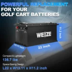 WEIZE 72V(73.6V) 105AH LiFePO4 Golf Cart Battery, 7728Wh Bluetooth Lithium Battery - Complete Kit - Image 5